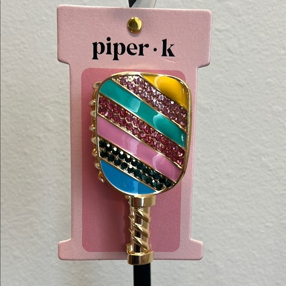 Piper K Striped Pickleball Paddle Hair Clip 🏓 - Picture 1 of 6